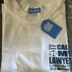 Market White Graphic Tee with Blue Print